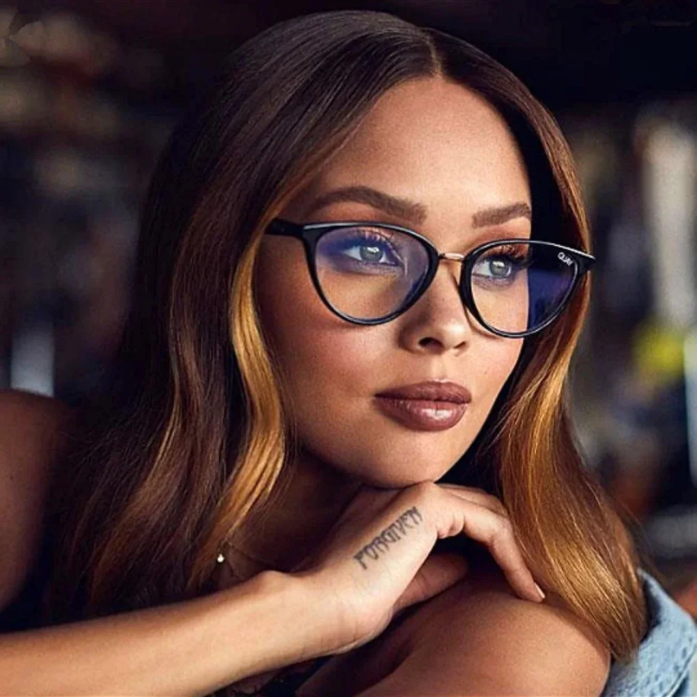 Quay BlueLight Rumours Cat Eye Glasses Black NWT